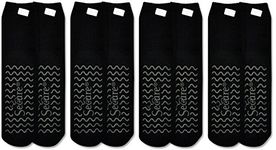 Secure (4 Pairs) Non Skid Socks with All-Around Grip Tread - Hospital Style for Elderly Fall Injury Prevention