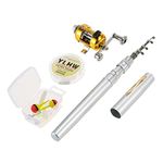 XiaoXIN Fishing Rod Reel Combo Set Mini Telescopic Portable Pocket Pen Fishing Rod Pole and Reel Aluminum Alloy Fishing Line Soft Lures Baits Jig Hooks