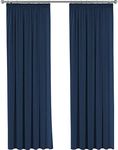 H.Versailtex 2 Pieces Anti - Mite Pencil Pleat Blackout Light Blocking Navy Curtains for Bedroom Thermal Insulated Window Treatments for Energy Saving with Two Free Tiebacks, 66" Width x 90" Drop