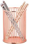 CentraLit Pen Stand Pencil Holder Decorative Metal Wire Pen Stand Organizer for Office Desk, Kids Study Table - Makeup Brush Holder Accessory, Toothbrush Holder (Rose Gold)