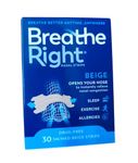 Breathe Right Nasal Strips, Stop Snoring Aids for Men & Women, Small/Medium Anti Snore Strips, Original Tan, 30 Strips
