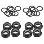 PATIKIL Skateboard Lock Nuts Set, 2 Set 5/16 Skateboard Truck Axle Washers Spacer Hardware Repair Kit for Longboard Cruiser, Black