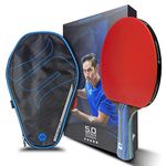 Scorpion Table Tennis Bat, Professional Ping Pong Racket, ITTF Approved Rubber, Stylish Case, 5-Star Carbon, Black/Red, 7 ply Real Wood, 2.15 mm Sponge