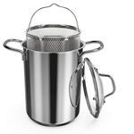 Navaris Asparagus Pot - Stainless Steel Asparagus Vegetable Steamer Spaghetti Pasta Stovetop Cooker with Removable Basket and Lid - BPA Free - 3.9L