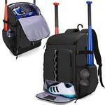 GOBUROS Baseball Backpack Holds Up to 4 Bats, Softball Bat Bag for Adults with Separate Shoe Space and Multiple Pockets for Essentials