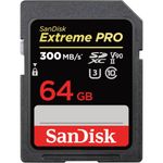 SanDisk 64GB Extreme PRO SDXC card, SD Card, V90 Memory Card, 8K, 4K and Full HD Video, up to 300 MB/s, Shock, Temperature, Water and X-Ray Proof, UHS-II, Class 10, U3