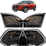 KINGSWAY® Car Side Window Curtain Sun Shades Magnetic Compatible with Honda Elevate (Year 2023 Onwards), Zips in Front Window, Cotton Mesh, Complete Set of 4 Pieces