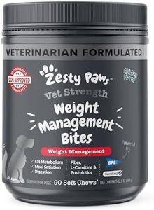 Zesty Paws Weight Management Bites for Dogs - Veterinarian Formulated - Metabolism & Appetite Control - L-Carnitine, Fiber, Postbiotics & B Vitamins - Healthy Weight Dog Supplement - 90 Count