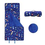 Rocket Nap Mat for Toddlers Boys-Pillow, Mat and Blanket Included- Kids Sleeping Bag for Nursery Daycare Travel