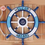 Nagina International 24" Wood Nautical Ship Steering Wheel Beach Rudder Wall Hanging Home Decor