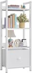 Furologee White 4 Tier Bookshelf wi