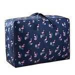 100L Large Storage Bags Waterproof Clothes Duvet Storage Bag with Zips, Foldable Organizer for Bedding Quilt Blankets Clothing, Moisture Proof Moving Travel Duffel Bag (Dark blue)