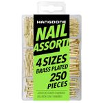 HANGDONE Nail Assortment 250-Pieces, 4 Sizes, Assorted Nails Kit for Wood/Drywall, Brass Plated Finish