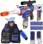 Automatic Toy Gun with Tactical Vest Set, 150 Darts, Scope,Detachable Stock & Dual Fire Modes | Rechargeable Electric Toy Gun for Kids Ages 8-12, Birthday & Xmas Gifts