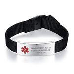 Sports Medical alert bracelets Easy-to-wear 5-8" long free adjustable canvas medical bracelets men women, Metal