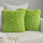 MIULEE Pack of 2 Luxury Faux Fur Throw Pillow Cover Deluxe Christmas Decorative Plush Pillow Case Cushion Cover Shell for Sofa Bedroom Car 20 x 20 Inch Green