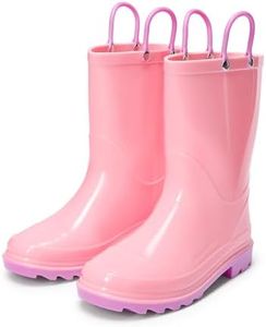 DREAM PAIRS Kids Rain Boots with Easy-on Handles Non-Slip Sole Waterproof Boots for Boys Girls Outdoor Playing,Size 12 Little Kid,Pink,SDRB26002K