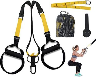 Suspension Trainer Kit,BAMB00 Sling Training with Door Anchor,Adjustable Multifunctional Fitness Band Set for Home Gym and Outdoor Professional Full-Body Workouts(1,Black Yellow)