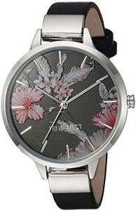 Nine West Women's Floral Dial Strap Watch, Black/Silver, Quartz Movement