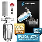 SparkPod Ultra Shower Filter, Shower Head Water Filter & Cartridge, 150 Stage Equivalent, Removes Up to 95% of Chlorine, Heavy Metals for Soft Hair and Skin (Luxury Polished Chrome)