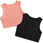 Happy Cherry Girls' Tanks Crop Tops Ribbed Knit Camis Dance Top Sleeveless Basic Crop 8Years