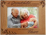 Grandparent Gifts | A Grandchild is Someone Who Reaches For Your Hand But Touches Your Heart | New Grandparent Gifts First Time | Grandma Frame | Engraved Wood Photo Frame Fits 5x7 Horizontal Portrait