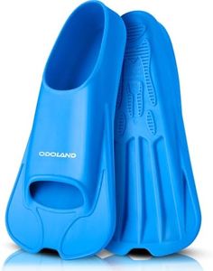 Odoland Snorkel Fins, Diving Fins for Adult, Full Foot Pocket Travel Size Swim Training Fins, Silicone Snorkeling Fins, Comfortable Flippers for Men and Women, Blue，L
