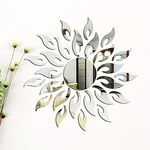 Sunflower Mirror Wall Stickers Decor, Round Acrylic DIY Self-Adhesive Wall Art Decals Mirror Mural Home Decorations Wall Decals for Bathroom for Living Room, TV Background Home Décor