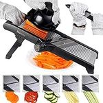 Adjustable Mandoline Food Slicer by Harcas. 3 in 1 Mandolin Slicer Julienne Cutter. Best for Slicing Food, Fruit and Vegetables. Professional Grade Slicer. with Cut Proof Gloves and Cleaning Brush