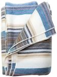 DAVLINA, Alpaca Wool Throw Blanket | Super Soft, Lightweight, Breathable and Hypoallergenic | Non-Itchy or Scratchy (Blue White Varicolored, Queen (U.S. Standard))
