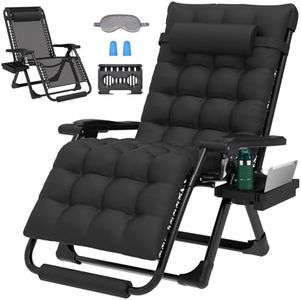 ZENPETIO 29In XL Zero Gravity Chair w/Cushion, Zero Gravity Recliner Lounge Chair for Indoor and Outdoor, Reclining Camping Chair for Lawn, Anti Gravity Chair with Cup Holder and Footrest, 440LBS
