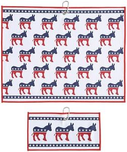 Golf Towel Set, Microfiber Waffle & Ball Towels for Bags Essentials, Accessories for Men & Women with Carabiner Clip, Golf Towel for Kids, Club Towels, Present for Mom - Set of 2, (Donkey)