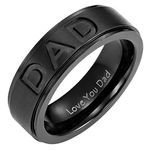 Willis Judd Men's DAD Titanium 7mm Ring Engraved Love You Dad with Gift Pouch, Titanium