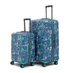 uppercase Jfk Trolley Bag Set Of 2 (S+L) Cabin & Check-In Spinner Luggage Hardsided Polycarbonate Printed Luggage Combination Lock 8 Wheel Suitcase 2000 Days Warranty (Denim Blue, 31 X 53 X 75.5 Cm)