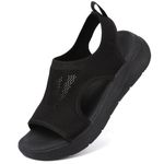 VTASQ Sandals Womens Summer Wedge Sandals Slingback Orthopedic Slide Sport Sandals Walking Sandals Beach Water Shoes Casual Thick Bottom Knit Sandals Open Toe Black UK 5.5