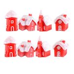 BESPORTBLE Miniature Christmas Ornaments Decoration - 8pcs Miniature Christmas Village Houses Mini Glitter Snow Villa House Ornaments Decoration for Dollhouse Fairy Garden (Random Style)