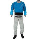 Dry Suits for Men in Cold Water, Kayaking Dry Wetsuit， 4-Layer Waterproof Fabric Front Zip Kayak Drysuit with Latex on Neck, Suitable for Diving etc.(Blue,XX-Large)