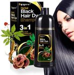 Black Hair Dye Shampoo for Gray Hair, Instant 3 in 1 Hair Dye Shampoo for Women and Men,Natural Herbal Black Hair Dye Shampoo-Hair Nourishing & Darkening for Men & Women -500ML
