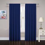 Eclipse Cadenza Microfiber Rod Pocket Panel Pair, Light Filtering Window Curtains, 84 in long x 40 in wide, (2 Panels), Navy