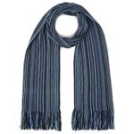 LOVARZI Mens Wool Scarf Striped - Navy, Blue and Grey Lambswool Winter Scarfs for Men - Extra Fine Quality Striped Men's Scarves - Soft and Warm Scarves