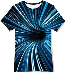 Kids Shirts Boys Neon Vertigo Swirl Short Sleeve Shirt 9T 10T Neon 3D Graphic Party Tees Tops