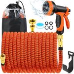 BoriYa Hose Pipe - Upgraded Expandable Garden Hoses 100ft 30m,Stretchy Hosepipe with Spray Gun,Expanding No-Kink Magic Hose with Metal Connectors,Flexible Water Hos for Garden,Pet & Car Cleaing