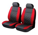 Carseatcover-UK Front Pair of RED/BLACK KNIGHTSBRIDGE LEATHER LOOK Car Seat Covers