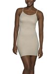 Vanity Fair Women's Shapewear Slip, Tummy Control Full Slip Cami Dress, Seamless Smoothing, Adjustable Spaghetti Strap, Damask Neutral, Small