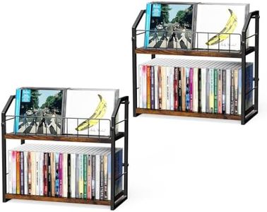 PAPAGIFTREE 2-Tier CD Holder 2 PCS, CD Storage Shelf for Display, CD Organizer with Dispay Top Shelf, Premium CD Rack for Home, Holds Up to 120 standard, Ideal for Music Enthusiasts (Brown 2PCS)
