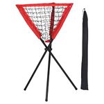 PATIKIL Baseball Caddy Portable Baseball Bucket of Balls Batting Practice Ball Caddy Stand with Carry Bag for Softball Holders Hitting Batting Practice Training, Red