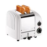 Dualit Classic 2 Slice NewGen Stainless Steel Toaster, White - Hand Built in The UK, Replaceable ProHeat® Elements – Slot Selector, Defrost Bread, Mechanical Timer-for Toast, Bagels & More