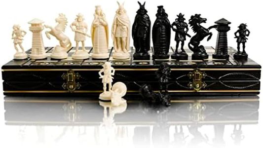 Master of Chess Tablero Ajedrez Madera 42 cm - Hecho a Mano y Grande Portatil Juego de Ajedrez para Niños y Adultos - Adornos y Piezas en Plástico Cromado y Contrapesado