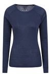 Mountain Warehouse Merino Womens Thermal Baselayer Top - Long Sleeves Ladies T-Shirt, Zip Neck Top, Lightweight, Easy Care Tee - Spring Summer, Travel, Outdoors Navy Women's Size 16