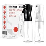 Continuous Spray Bottle for Hair - 2 Pack 200mL/6.8OZ Empty Ultra Fine Mister Spray Bottles | Plastic Water Mist Sprayer for Hair Styling, Cleaning, Plants, Salons, Misting & Skin Care (White + Black)